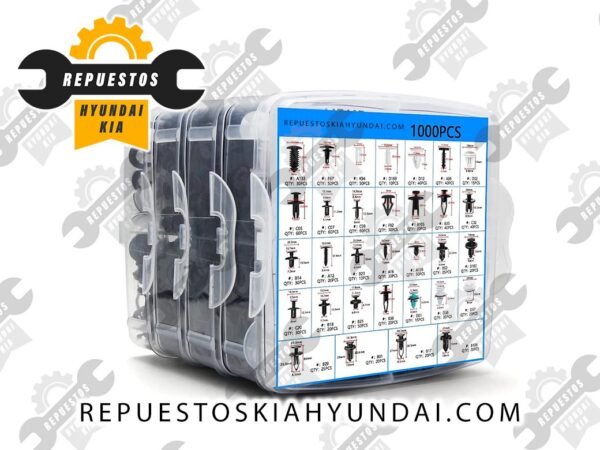 Kit de 1000 Pines Clips Plásticos para Vehículos Retención para Paneles de Puertas y Carrocería con 32 Tamaños autopartes-y-repuestos-para-KIA-y-HYUNDAI