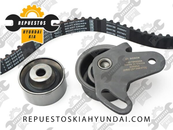 Kit de distribución Bosch, para Hyundai – Kia, Correa de distribución (24312-26050, 24312-26000, 24312-26001), Tensor (24410-26000, 24410-22020), Polea tensora (24810-26020, 24810-26010