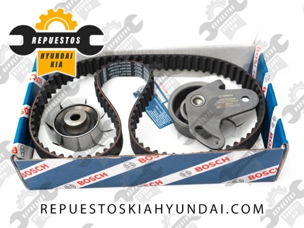 Kit de distribución Bosch, para Hyundai – Kia, Correa de distribución (24312-26050, 24312-26000, 24312-26001), Tensor (24410-26000, 24410-22020), Polea tensora (24810-26020, 24810-26010